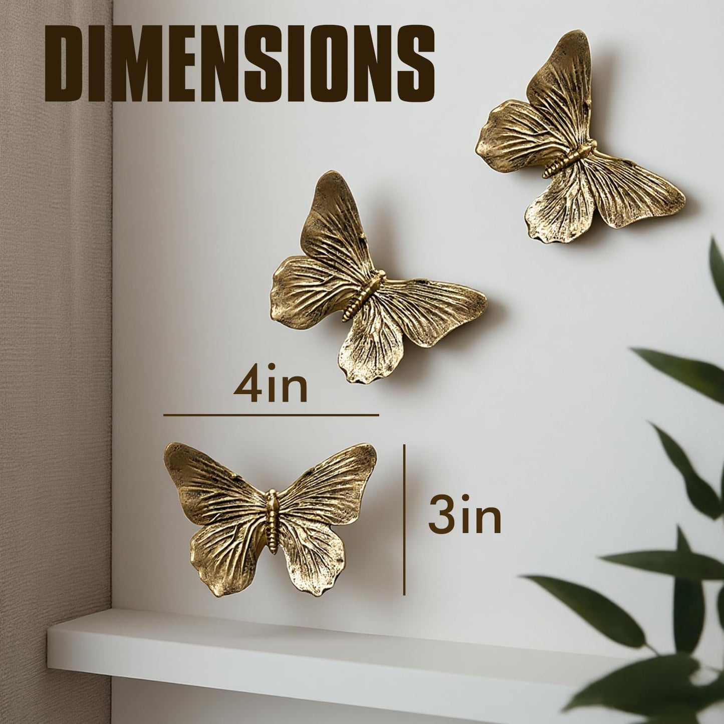 GUSFREUD 3D Butterfly Wall Decor Set – Resin Wall Decorations for Living Room, Bedroom, Garden, Yard, Outdoor and Gallery Walls - Antique Copper - Set of 3