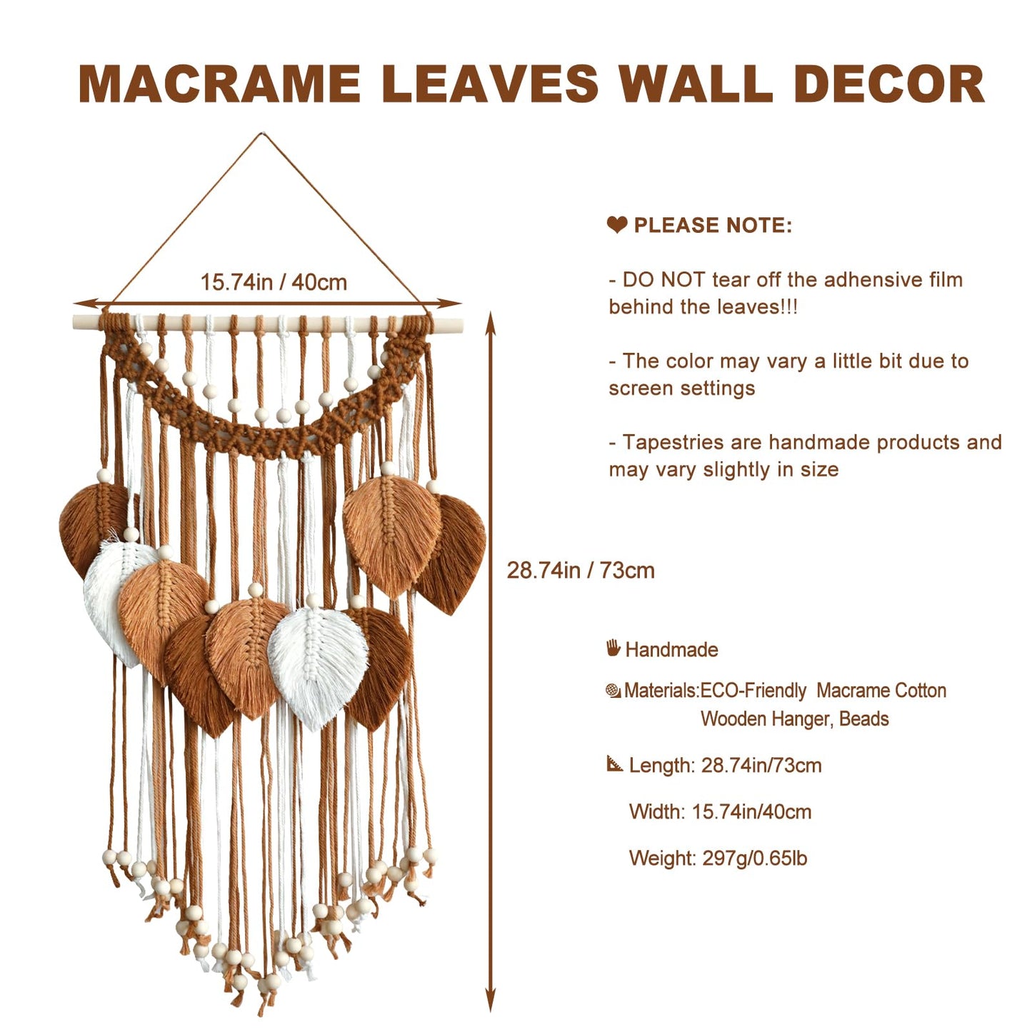 Artilady Macrame Wall Hanging -Handmade Leaf Wall Tapestry,Boho Decorations for Bedroom Living Room Bathroom,Earthy Room Decor Aesthetic,Wedding Birthday for Women Girls