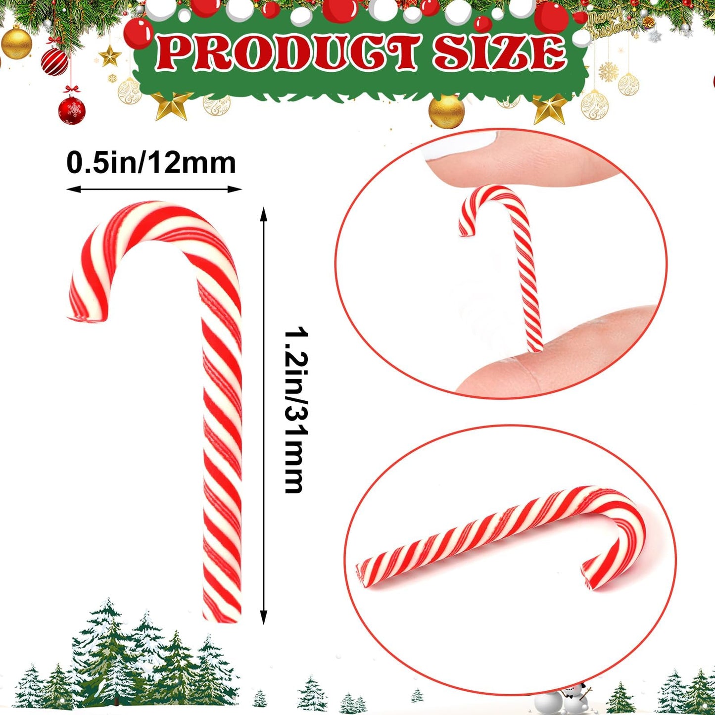 kaiolbly 80pcs Mini Christmas Candy Cane for Crafts Fake Candy Canes Ornaments Decorations Xmas Table Scatters Red and White Candy Vase Filler for Decorations Party