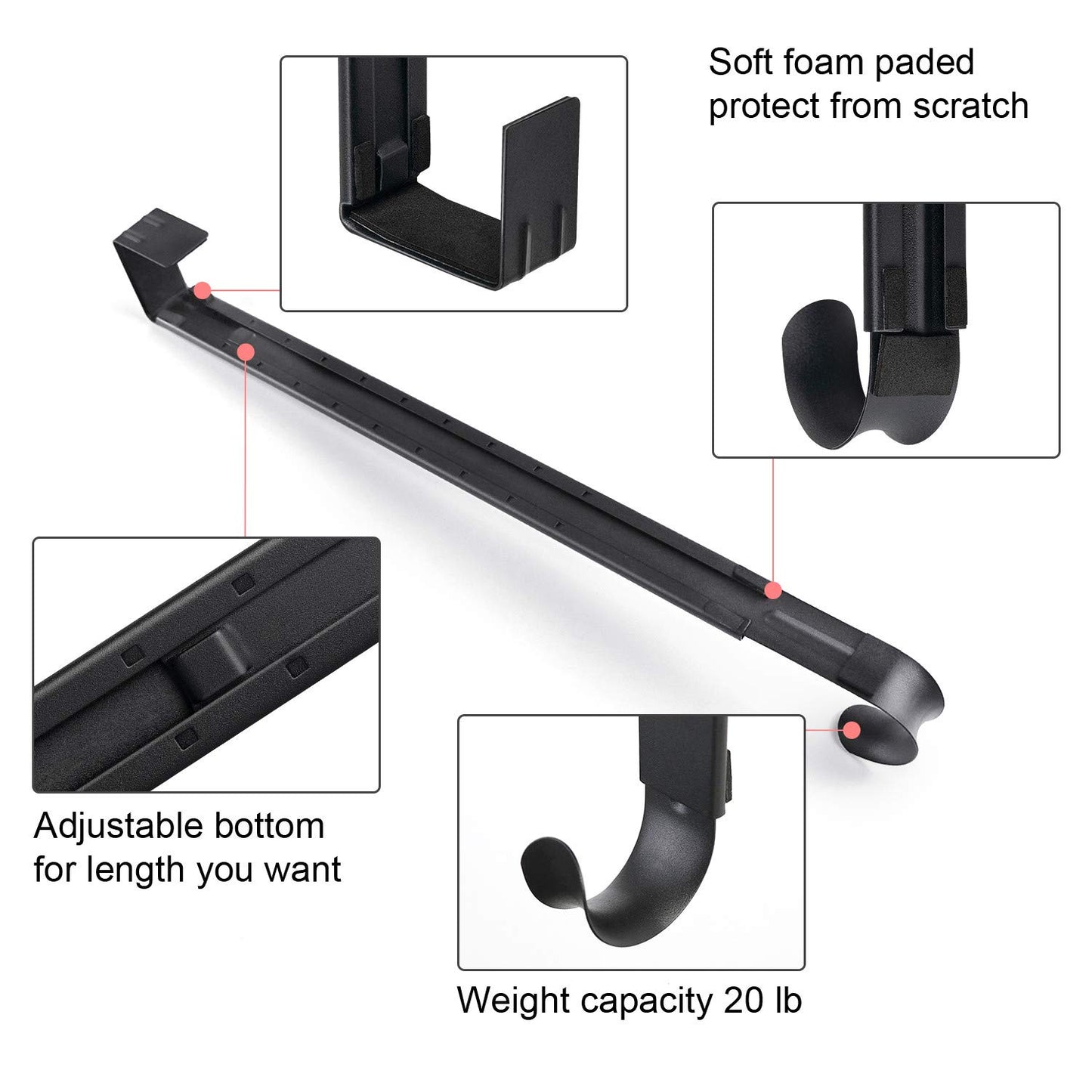 Myfolrena Wreath Hanger Adjustable Door Hanger Wreath Hanger for Front Door 15 to 24inch,Wreath Hook, Hold Up 20lb (Black,1 Pack)