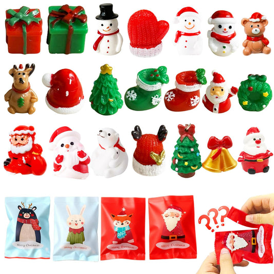 CIYOJA 12-Pack Christmas Resin Mystery Bags – Mini Xmas Figurines Blind Bag Bulk for Holiday Crafts, DIY Decorations, Stocking Stuffers, Party Favors, Ornaments & Collectible Gifts