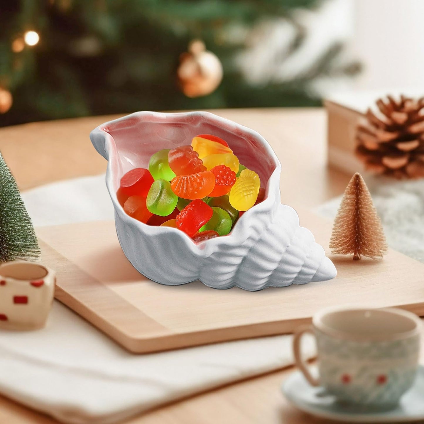 Frdhee Pink Ceramic Conch Jewelry Tray, Conch Shape Jewelry Dish Ceramic Holder Ring Trinket Plate Ocean Coastal Decor Jewelry Plate Tray Key Bowl for Jewelry Christmas Room Beach Decor