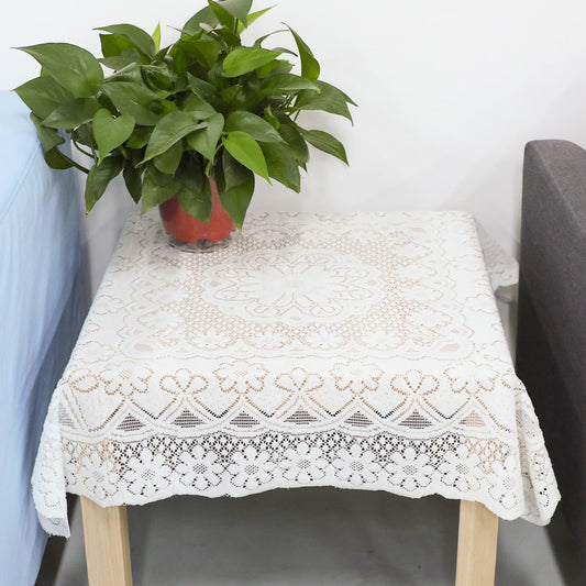 Yuomeaz Lace Tablecloth, Ivory White Lace Table Cloth 35.4 X 35.4in—Square Table Cloth, Vintage Embroidered Style Crochet Small Tablecloth for Summer Outdoor Tea Party Reception Dinner Home Decor