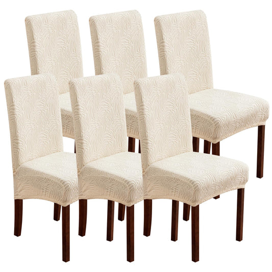 YUEANG Dining Chair Covers, Chair Covers for Dining Room Stretch Parsons Chair Slipcover, for Dining Room Kitchen Chair Protector Cover, Removable, Washable (Beige, 6 Pack)