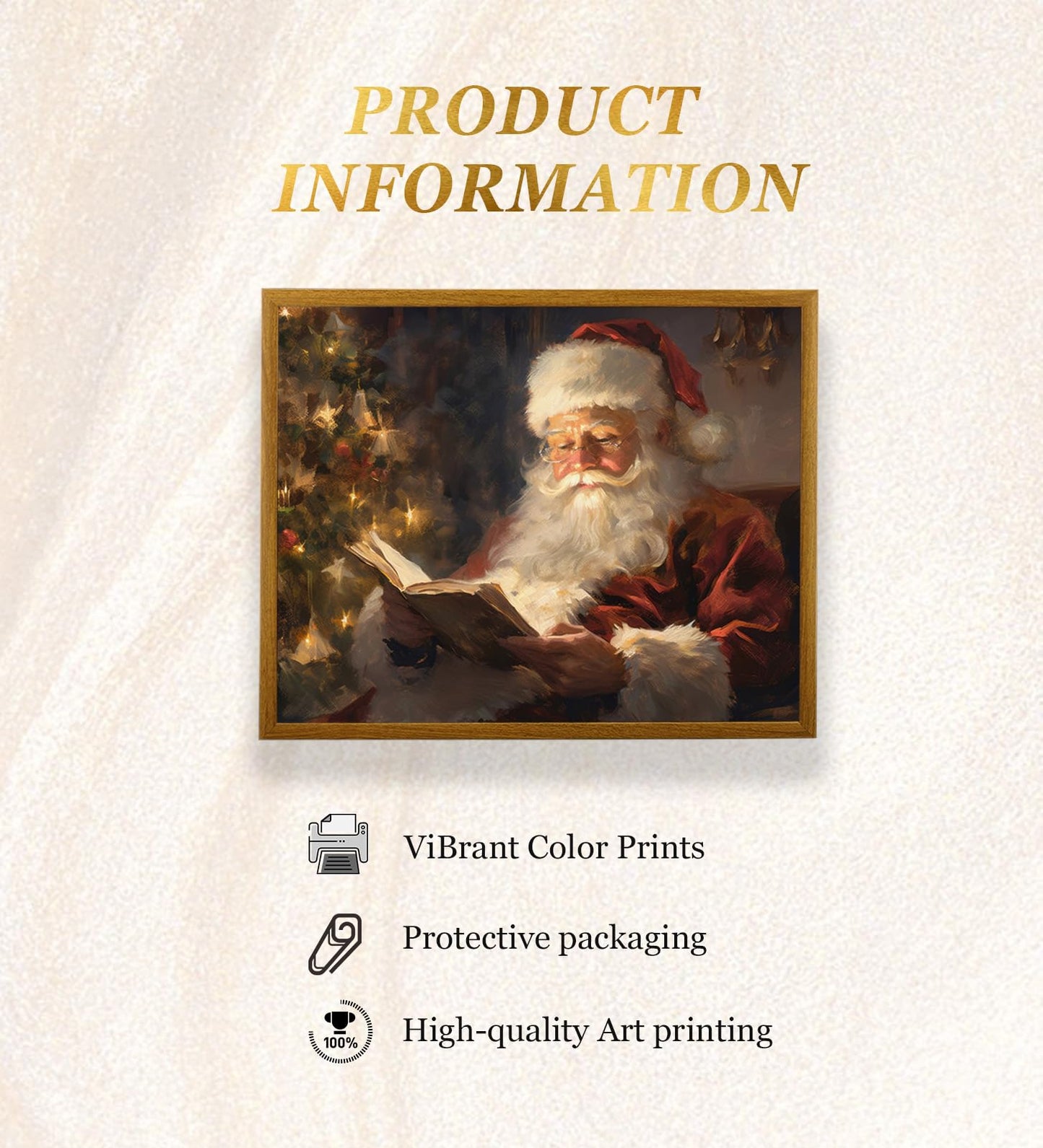 Artifexer Christmas Poster, Framed Canvas Wall Art, Christmas Art Prints, Santa Claus Christmas Pictures Wall Decor for Bedroom, Bathroom, Living Room, 8x10in Frame