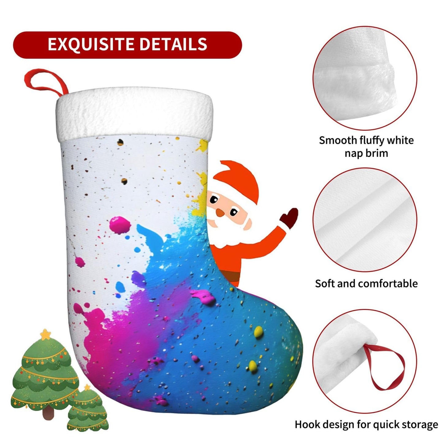 KOPUUYRD Paint Splatter Backdrop Print Luxurious Holiday Socks,Unique Christmas Socks for Joyful Season,Festive Ornament Classic