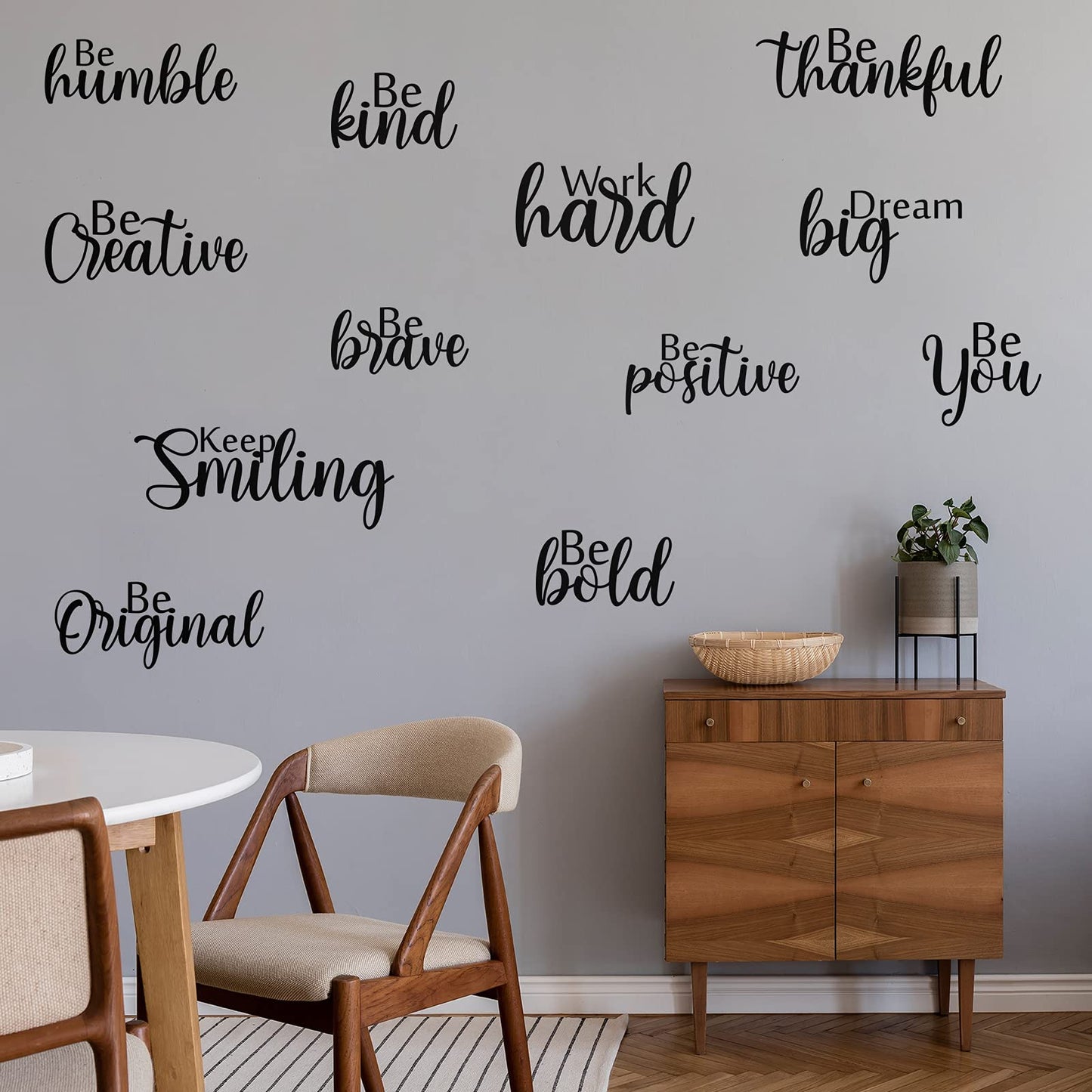 Marspark 12 Pcs Inspirational Wall Decals Motivational Quote Peel and Stick Vinyl Wall Quotes Stickers Removable Positive Saying Mirror Decals for Office Nursery Offices Teen Dorm Classroom, Black