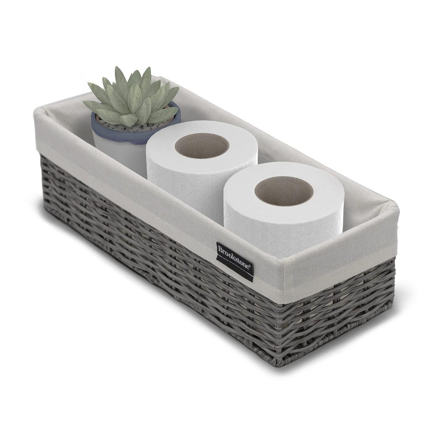 Brookstone Wicker Shelf Storage Basket Decorative Shelf Bin, bathroom organizers and storage, Boho Living Room Decor, Spring Storage 2026 - Single Basket