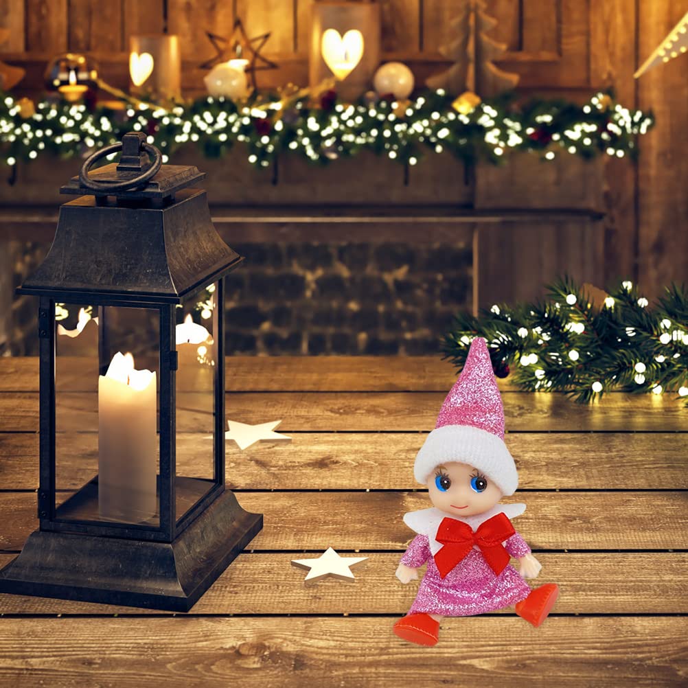 Phefop 4 Cute Christmas Mini Elf Dolls with Moveable Head, Arms, and Legs for Kids, Xmas Stocking Filler