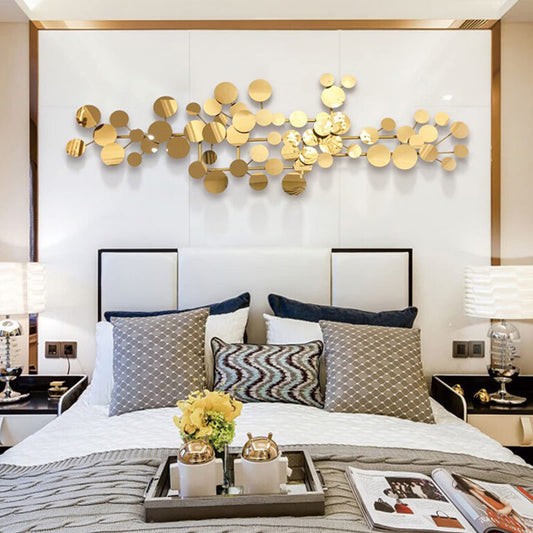 YUDACHU Modern Metal Wall Art for Living Room & Bedroom | 3D Geometric Sculpture 59”×20” | Gold Luxury Wall Decor Accent, Indoor Use, Hanging Kit Included