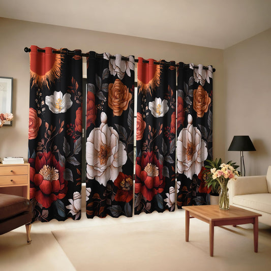 XWZO Boho Floral Blackout Curtains for Bedroom, Flower Patterned Vintage Curtains Mid Century Botanical Printed Black Out Curtain 84 Inch Length 2 Panels for Living Room Grommet Top Bohemian Decor