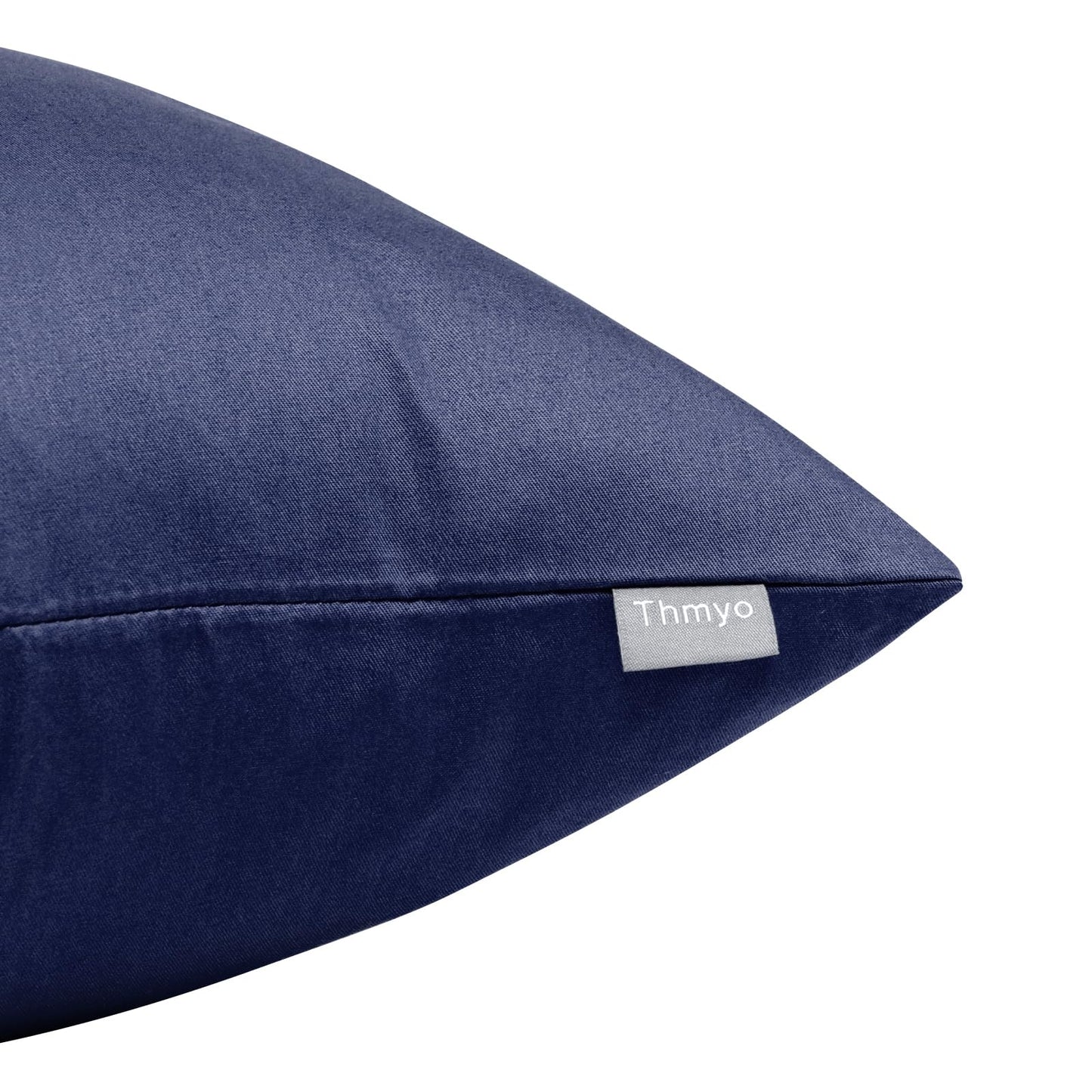 Thmyo 4-Pack 100% Cotton Comfortable Solid Decorative Throw Pillow Case, Square Cushion Cover Pillowcase Sublimation Blank Pillow Covers DIY Throw Pillowcase for Couch(18x18 inch/ 45x45cm,Dark Blue)