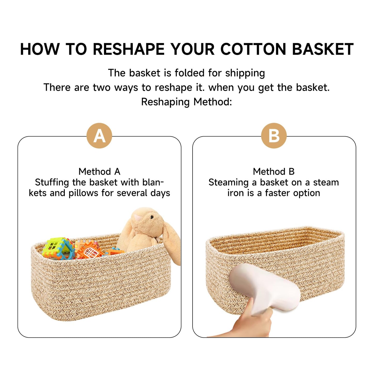 MiniArk Small Storage Baskets for Organizing | Closet Organizer Bins | Shelf Toy Basket | Woven Rope Baskets | Cube Decorative Box | Shallow Basket | L11.5xW7.5xH4.7| Brown