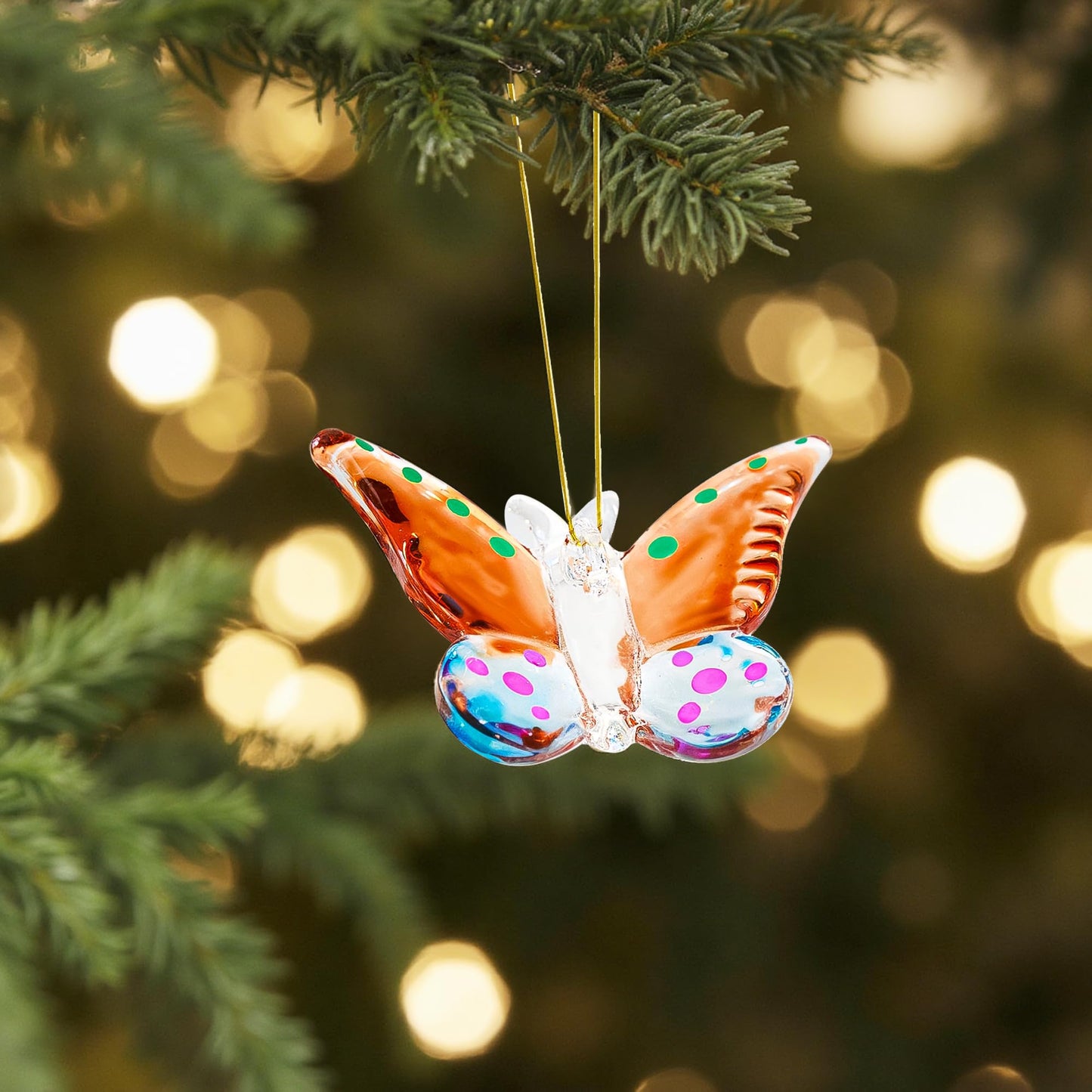 Set of 4 Crystal Butterfly Hanging Ornament 1.7in Glass Butterflies Ornaments Gifts for Women