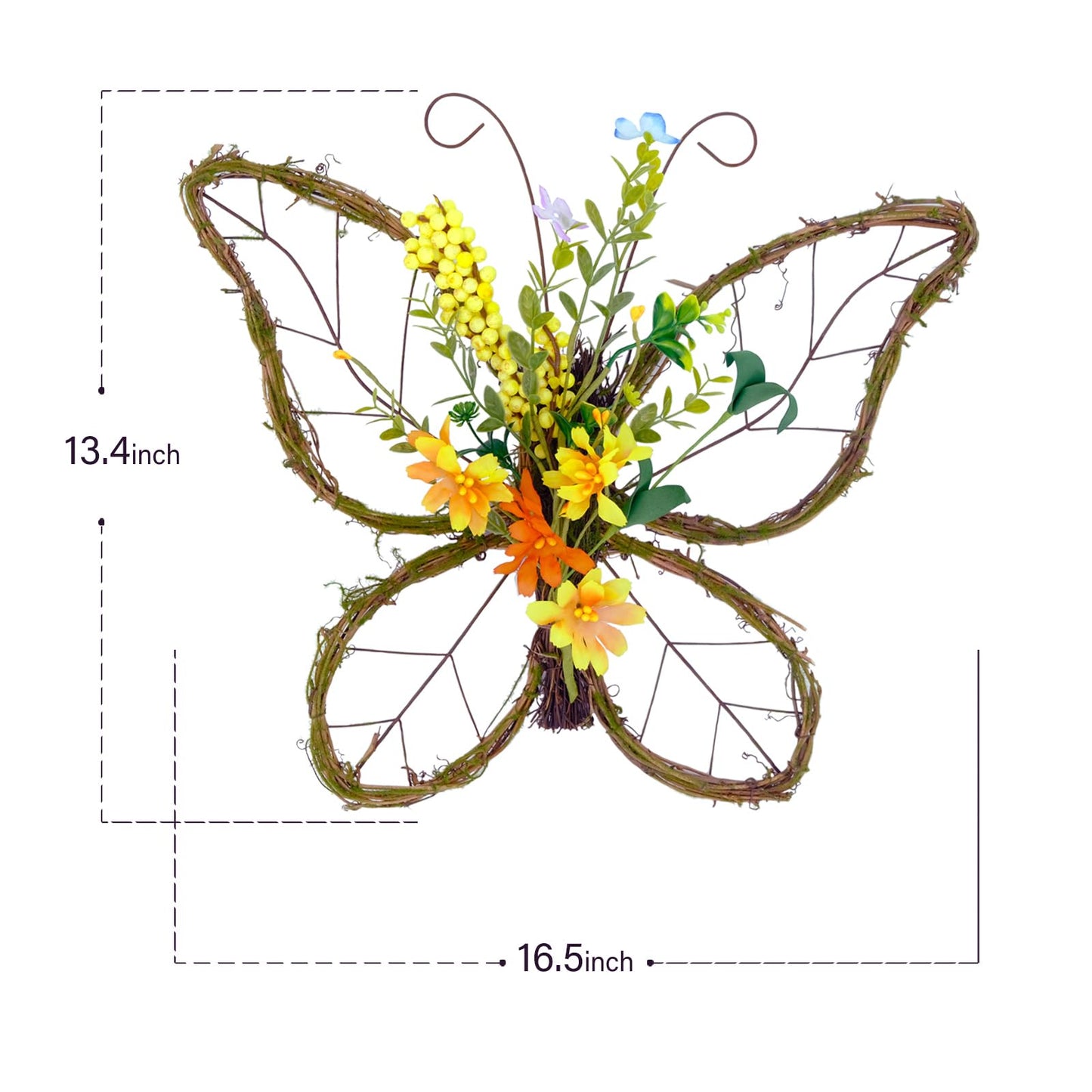idyllic Butterfly Shaped Wreath with Pastel Berries and Floral Spring Artificial Wreaths for Front Door Decor