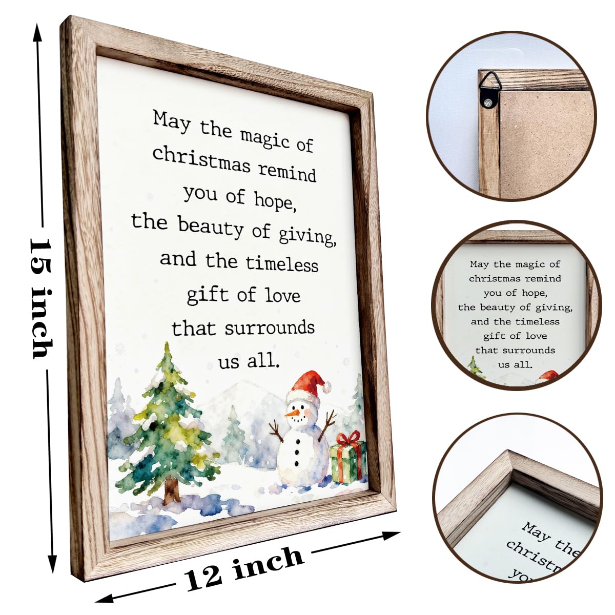 Christmas Decor, Inspirational Christmas Quote Wood Sign, Snowman Decors, Xmas Tree Home Party Decor, Wall Decors Art, Xmas Gift for Women Men, Framed Wall Plaque Sign 38 * 29 inches