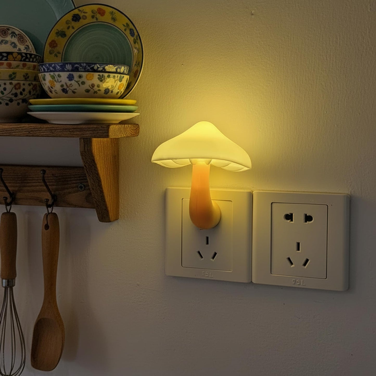 AUSAYE Sensor LED Night Light Plug in Wall Lamp, Energy Saving NightLight Cute Mushroom Night Lights for Adults Kids Bedroom,Bathroom,Toilet, Stairs, Kitchen,Hallway Corridor Warm White