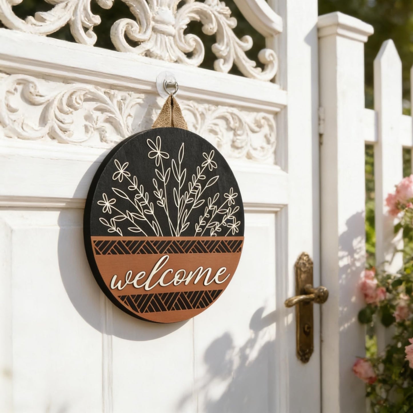 Dayeorin 3D Welcome Sign Wreaths for Front Door,House Warming Gifts New Home,Modern Farmhouse Decor Spring Wreath for Summer Fall Winter All Seasons Holiday Outdoor