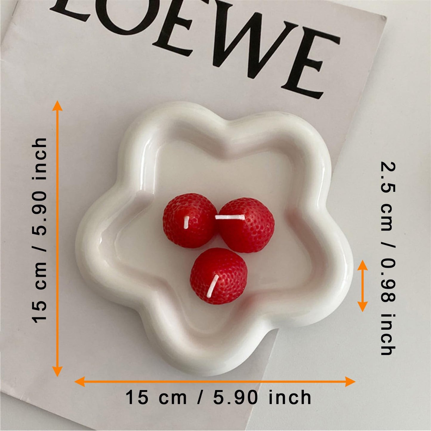 BESSKON Small Ring Holder Dish, Ceramic Jewelry Dish Tray, Flower Shape Jewelry Tray for Women, Room Decor Aesthetic Trinket Dish, Wedding Engagement Jewelry Plate Bowl for Earrings Keys Perfume Gift