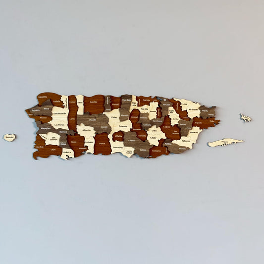 Colorfull Worlds Puerto Rico Country Wall Art Decor, 3D Wooden Home and Office Wall Art, Puerto Rican Decor (110 x 30 cm | 43.3" x 11.8")
