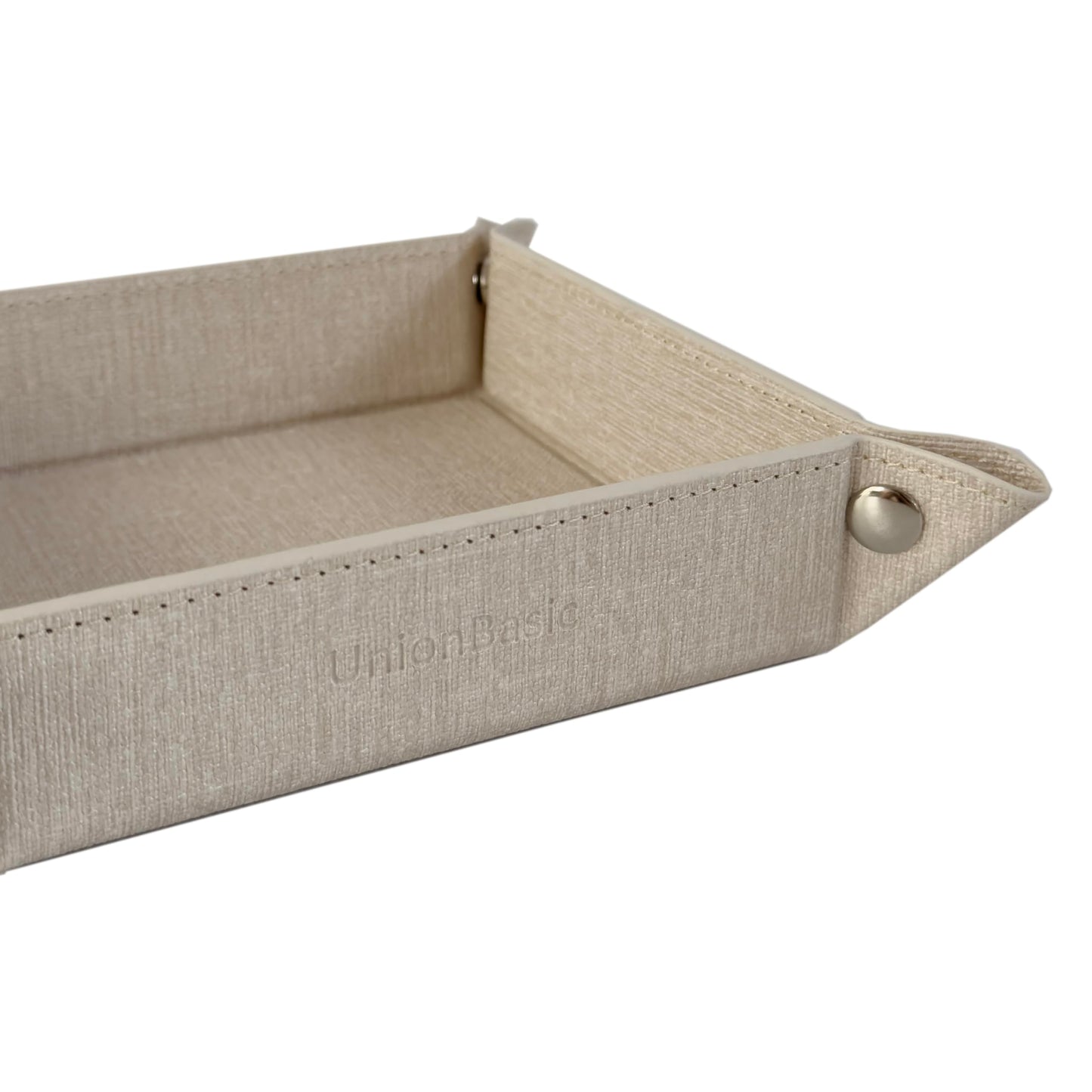 UnionBasic Small Valet Tray, Jewelry Tray for Rings Watches Earrings, Entryway Catchall Caddy for Coins Keys Change, Nightstand Bedside Valet Holder, Trays for Electronic Gadgets, Beige