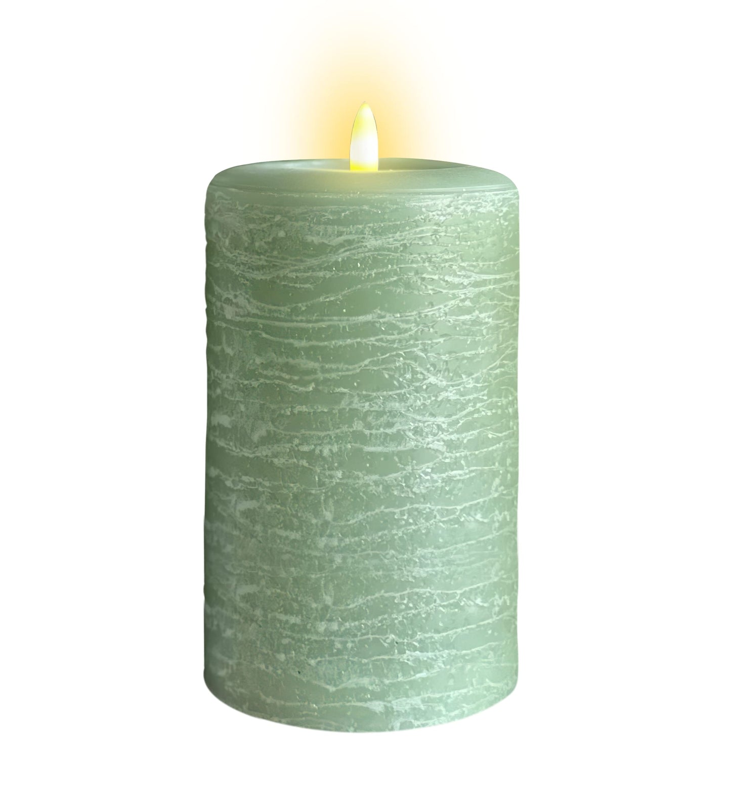 LumiPur Signature Natural Glow Flickering Flameless LED Wax Pillar Candle (3.5" x 7", Sage Green)
