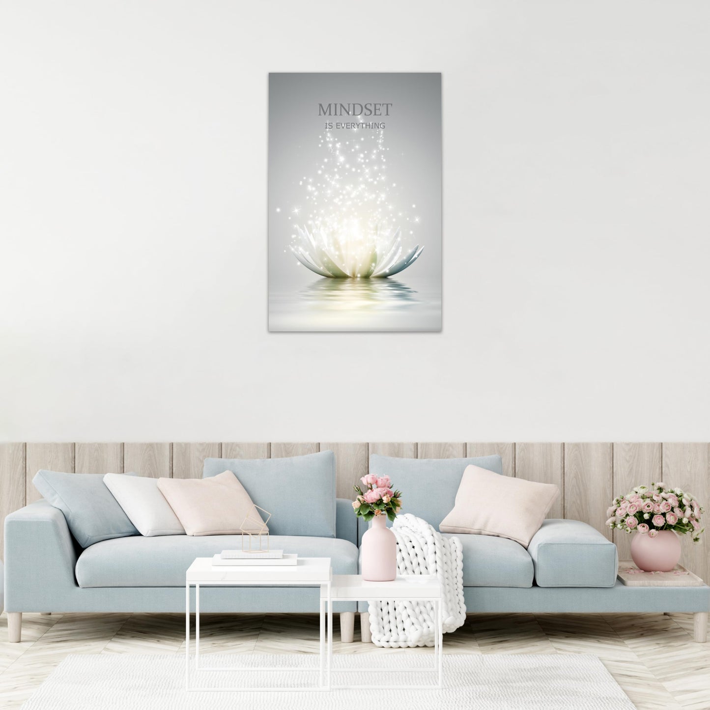 Lotus Flower Wall Art Canvas Mindset Motivational Quotes Poster for Zen Office Wall Decor Spiritual Meditation Prints Artwork Framed (12 x 16inches)