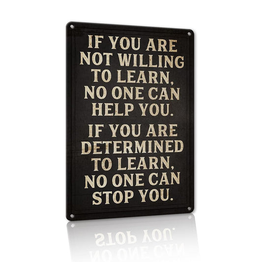8x12 Inches Framed Motivational Wall Art - 'Learning Determination' Quote for Home and Office Decor