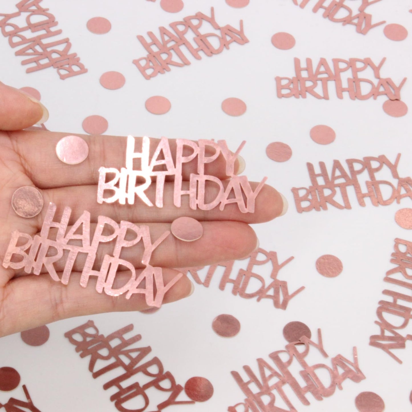 Blopee Rose Gold Birthday Confetti - 270 PCS Glitter Happy Birthday Decorations for Table