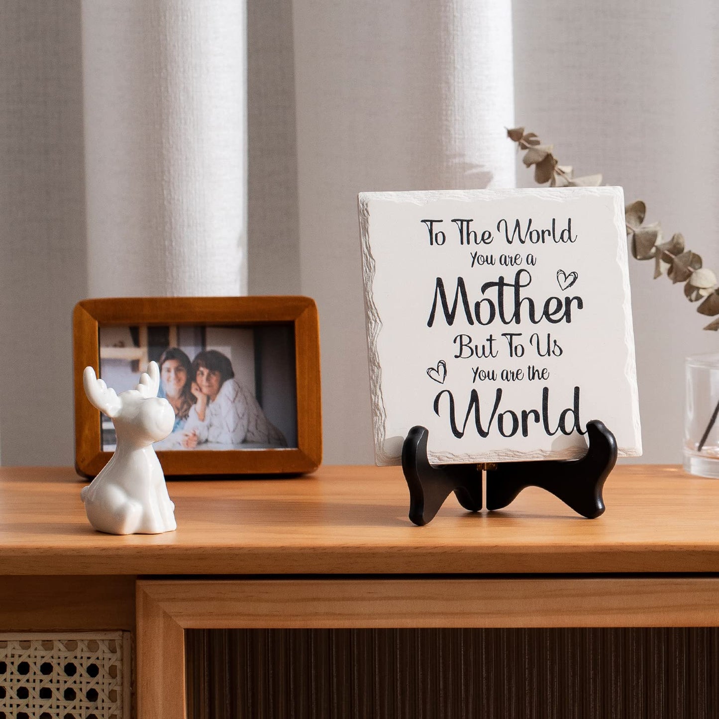 LukieJac Ceramic Plaque Happy Mothers Day Gifts For Mom Birthday Gift Presents For Mom Wife Mother In Law From Son And Daughter - Valentines Day Christmas Gifts For Bonus Mom Best Mom Ever Gifts