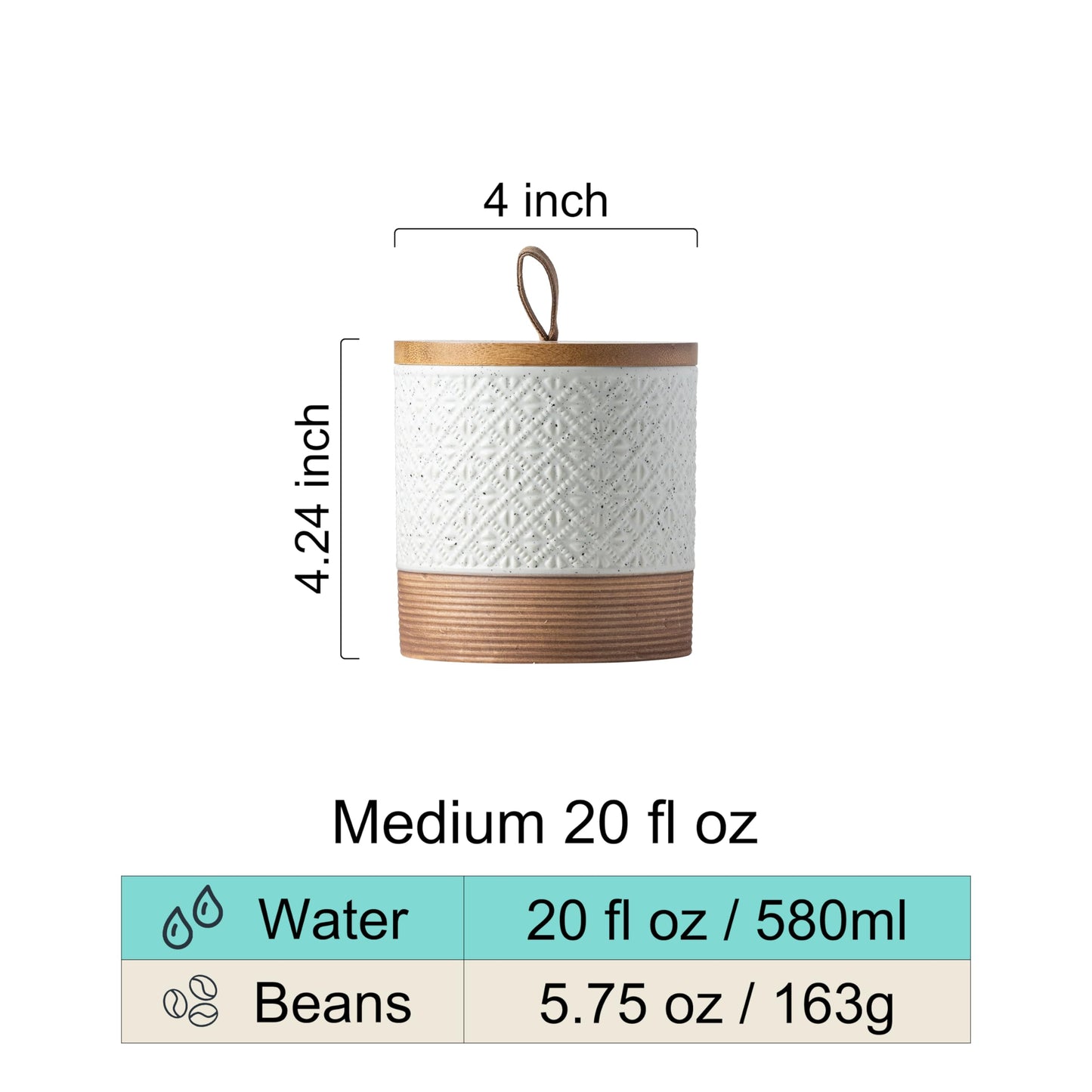 Miamolo Ceramic Jar with Lid, Coffee Canisters with Airtight Lids Kitchen Food Storage Container for Spice Loose Leaf Tea, Small Decorative Jars for Countertop Coffee Bar Accessories - White 20 fl.oz