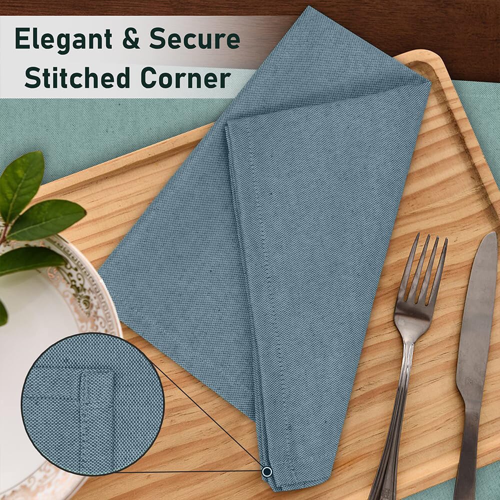 Ruvanti Cloth Napkins Set of 12, 18x18 Reusable Napkins Cloth Washable, Soft & Durable Table Napkin, Poly Cotton Fabric Dinner Napkins for Parties, Christmas, Thanksgiving, Weddings - Teal