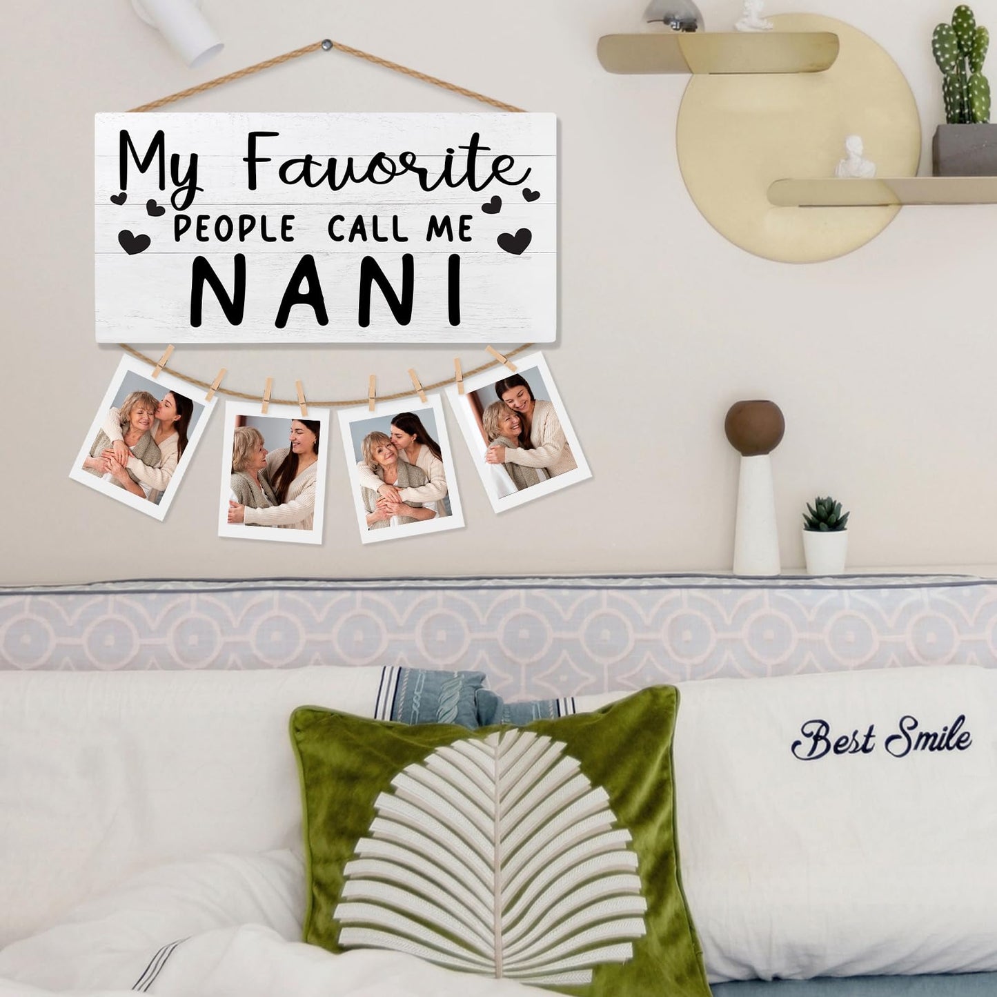 shiviody Nani Picture Frame Photo Holder for Wall, Best Grandma Gifts for Christmas Birthday from Grandkids Granddaughters, Grandmother Gifts Photo Hanging Display Picture Board for Wall Decor