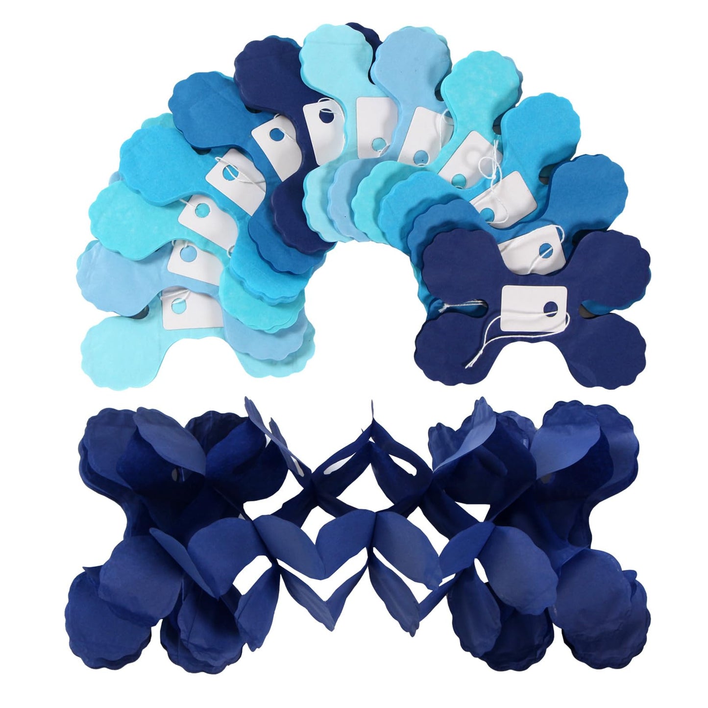 Baby-Royal Navy-Blue Party-Decorations Streamers Garland - 12pcs Boy Birthday Frozen Ocean Shower 4-Leaf Paper Clover Streamer, Bachelorette Bridal Wedding Engagement Banners Decor Ouruola