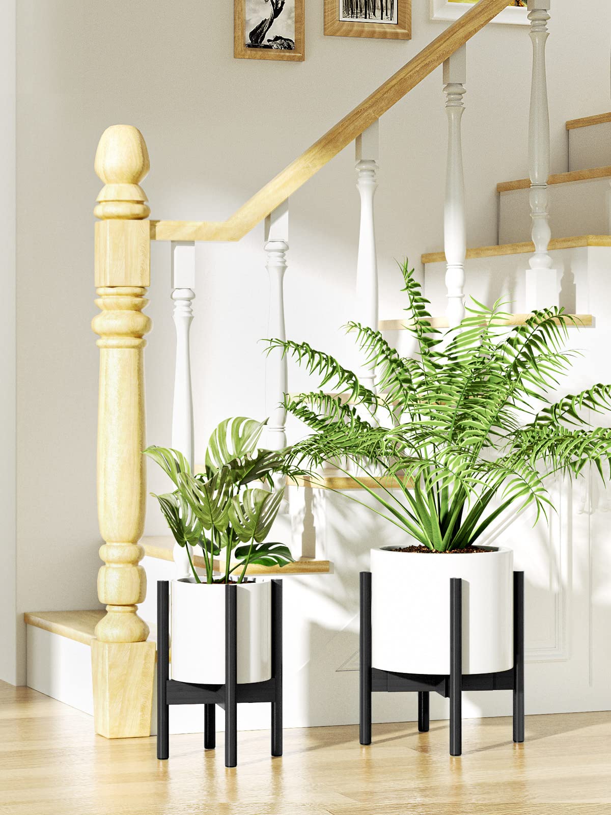 MUDEELA Plant Stand Dark Brown 2 Pack or 2 Tier and Plant Stand Black 1 Pack