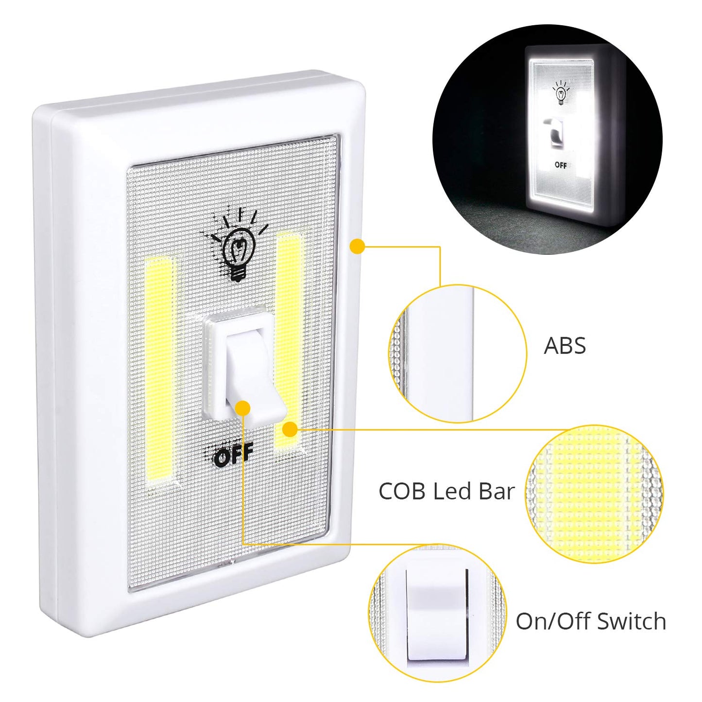 Lzonunl Closet Light, Battery Operated Tap Light, Super Bright Switchlight, Stick On Light Wall Mount Under Cabinet Lighting, Push Night Light for Cupboard, Shed, Basements(4 Pack)