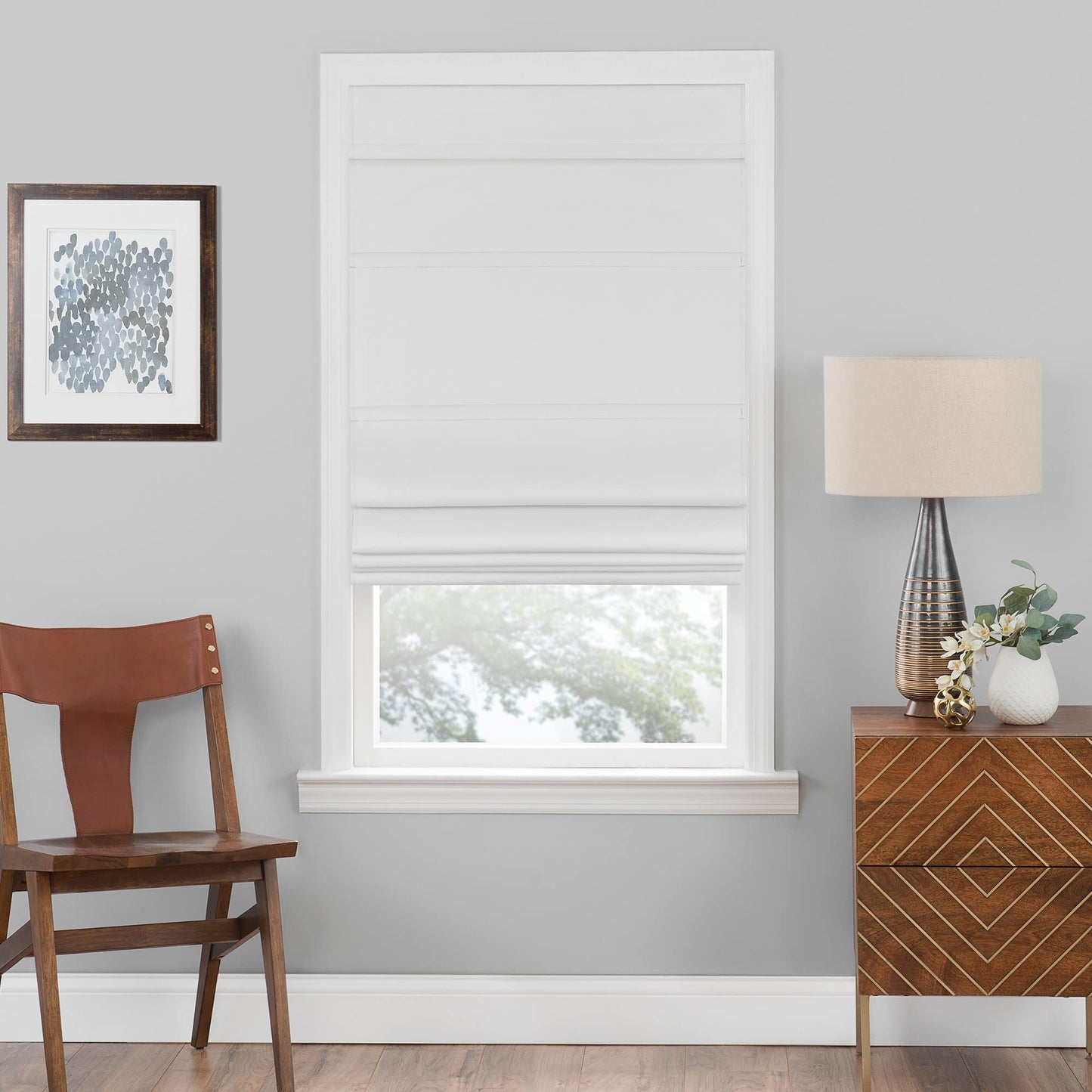 Cordless Roman Shades for Windows - 27 Inch Width x 64 Inch Length (White) - Blackout Polyester Window Privacy Blinds for Bedroom, Kitchen & Dining Room by Achim Home Décor