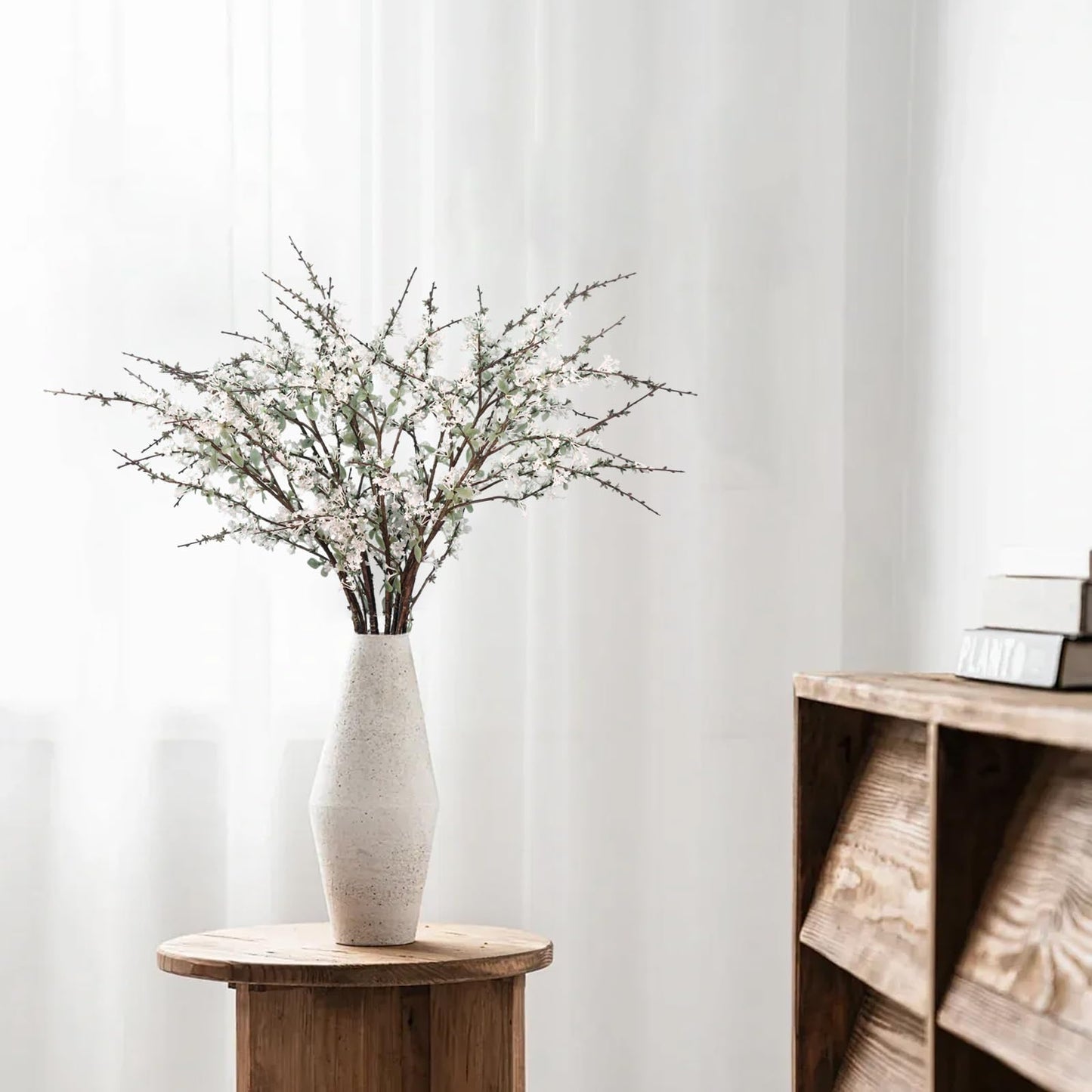Geegoods White Flowering Branches, 10 Pack 32'' Real Touch Artificial Flowers for Tall Vases, Spring Blossom Branches for Farmhouse Minimalist Home Decor