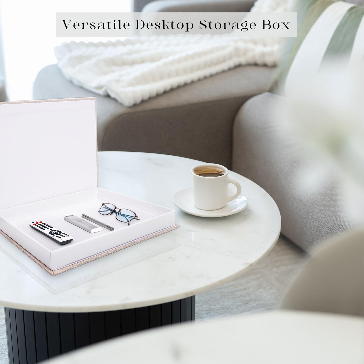 Hiwhy Decorative Book Storage Box Set of 2, Stylish Decorative Books, Linen Faux Book Storage Box for Bookshelf, Coffee Tables, Home Decor, Beige