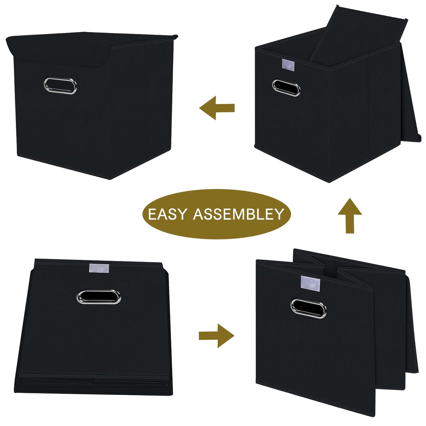 DABEACT Fabric Storage Cube Bins with Lids Closet Organizers collapsible storage bins basket with Handles for Home,Storage Boxes for Organizing,1 Pack,(Black)