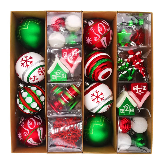Christmas Ball Ornaments Set, 60 ct Red Green White Assorted Xmas Elements Theme Ornaments, Shatterproof Decorative Hanging Ball Ornaments for Holidays Party Wedding Christmas Tree Decoration