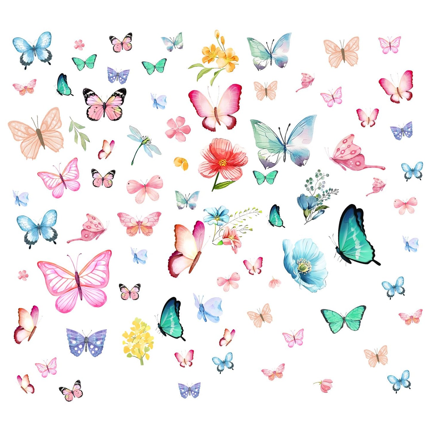 Glow in The Dark Butterfly Flower Wall Decals Glowing Luminous Butterflies Removable Self-Adhesive Wall Stickers for Girls Bedroom Nursery Living Room Decor 4 Sheets (Butterfly 1)