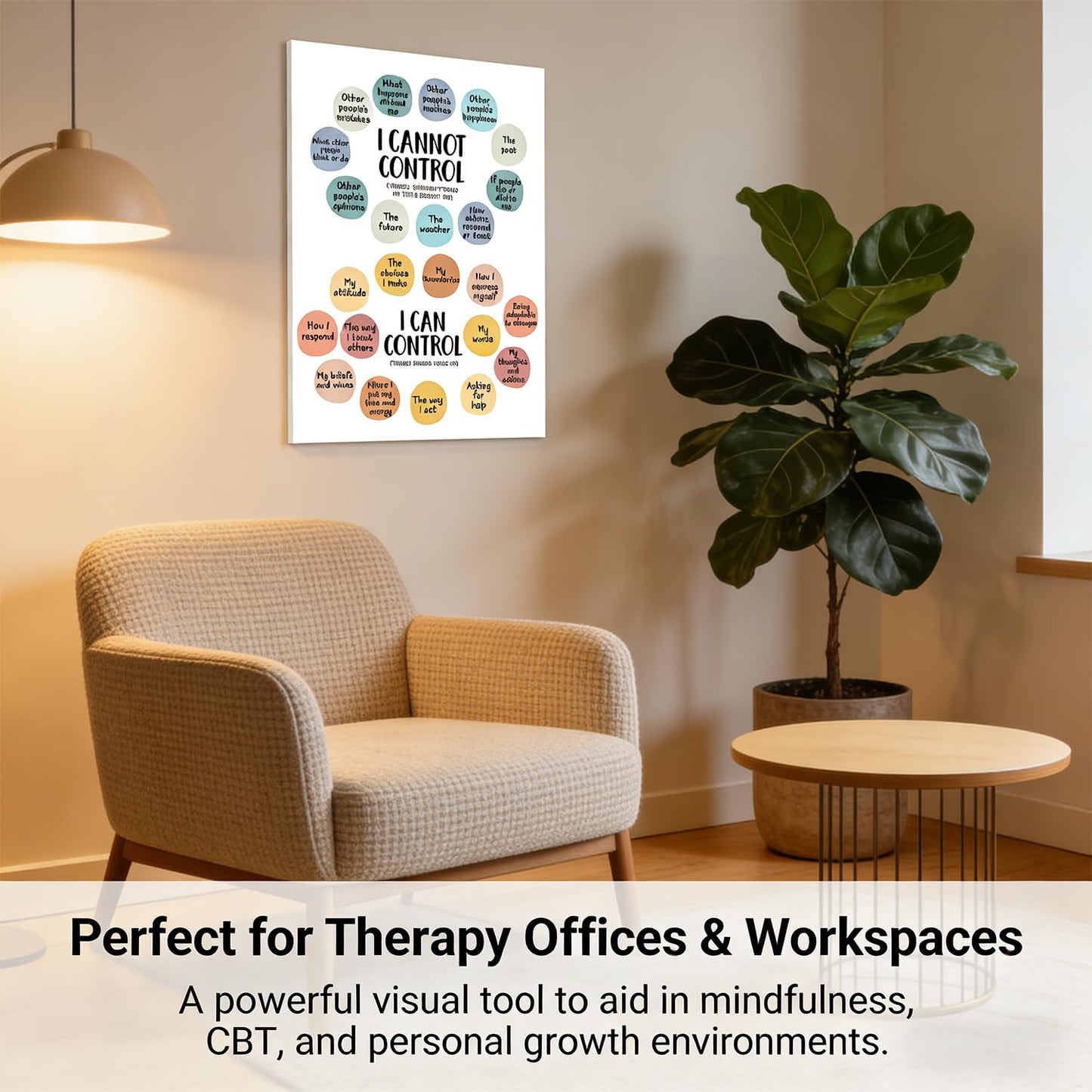 Mental Health Wall Art School Counselor Canvas Painting Picture Motivational Wall Decor Things I Can Control Inspirational Poster Prints Artwork for Therapy Office Home Decor 12x16in Wrapped Canvas