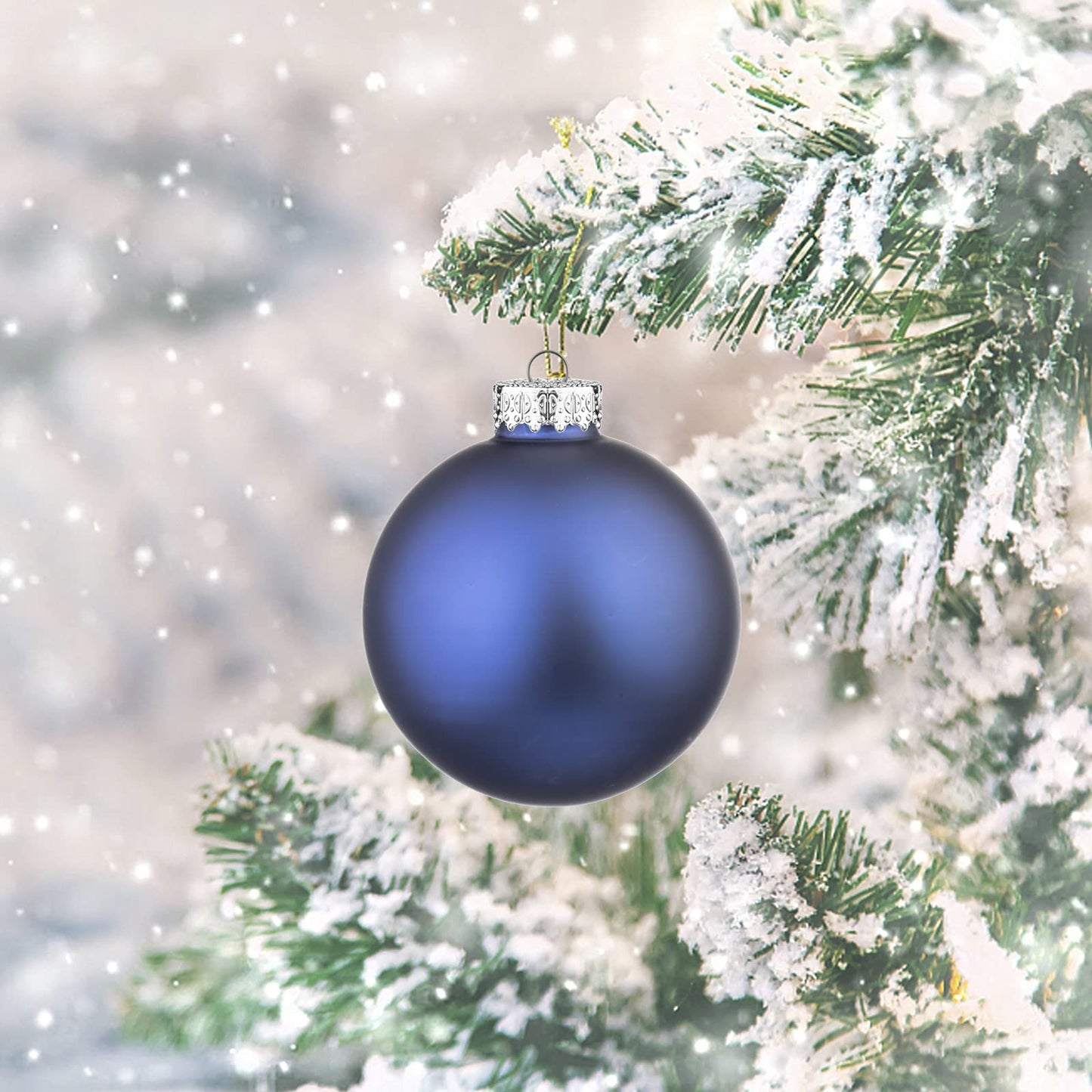 Amooca 2.64'' Christmas Glass Balls Decoration Festival Party Home Decors Holiday Xmas Tree Hanging Ornaments Set 10pc Dark Blue