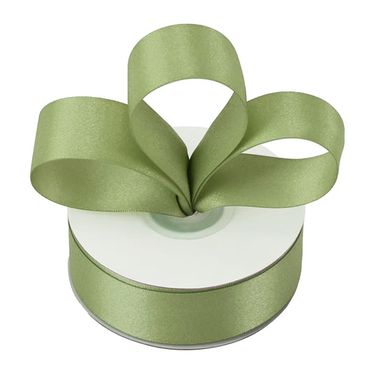 HUIHUANG Moss Green Satin Ribbon - 1 inch Luxury Shimmer, Extra Density, Dusty Sage for Gift Wrapping, Crafts, Bows, Flower Bouquets, Holiday Decor, Bridal Showers - 20 Yards