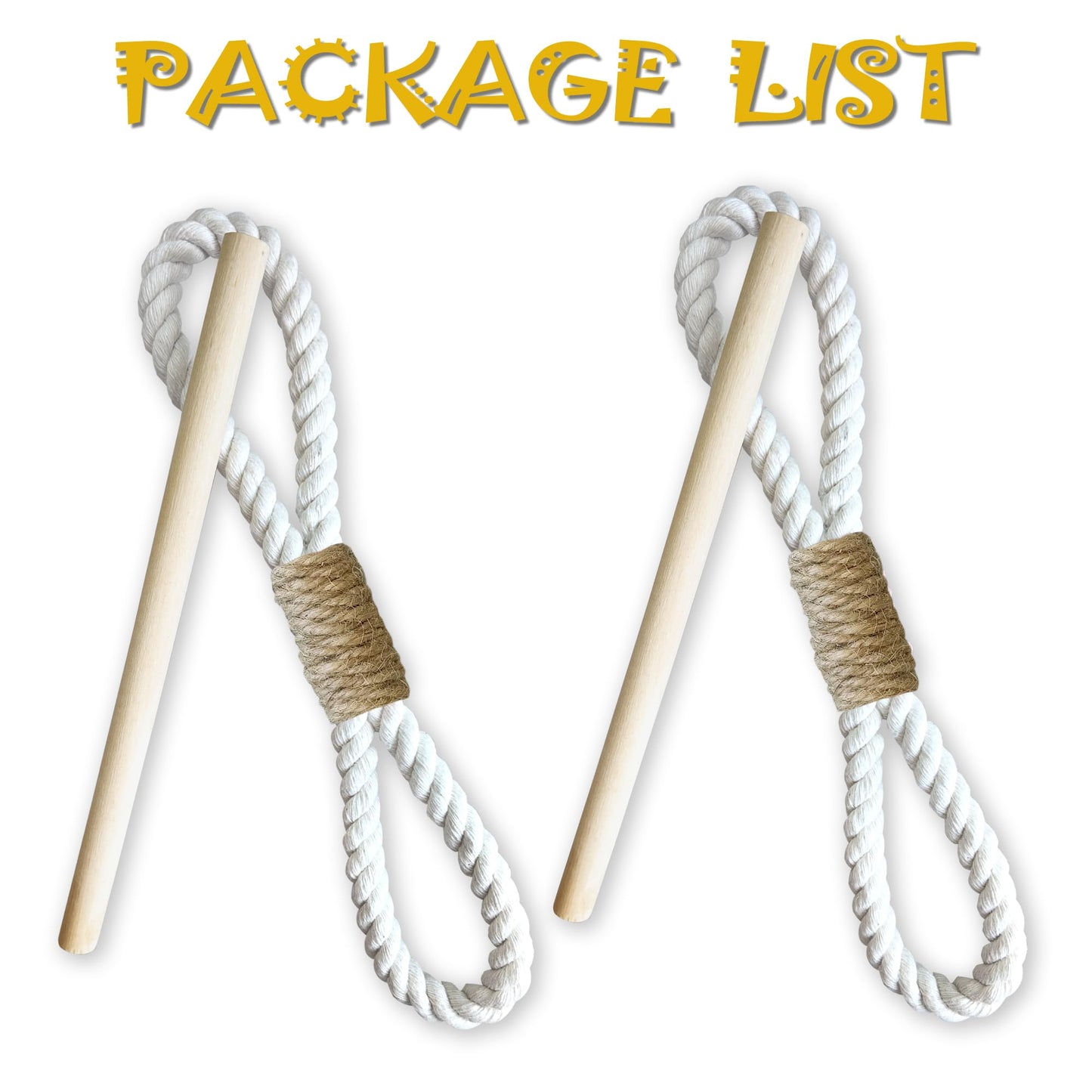 Curtain Tiebacks Rustic Holdbacks for Drapes, Farmhouse Tie Backs for Curtains, Cotton Jute Rope with Wood Club, Natural Boho Decor Shabby Chic Drapery Holder, Pack-2
