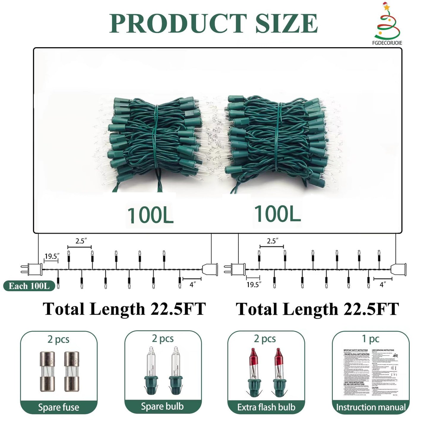 Christmas Lights Warm White,Connectable Incandescent Lighting String Green Wire Indoor Outdoor, 200 Counts(2x100) 45 FT Length,Christmas Tree Light, Holiday Decorations in Party Yard,Spring Summer