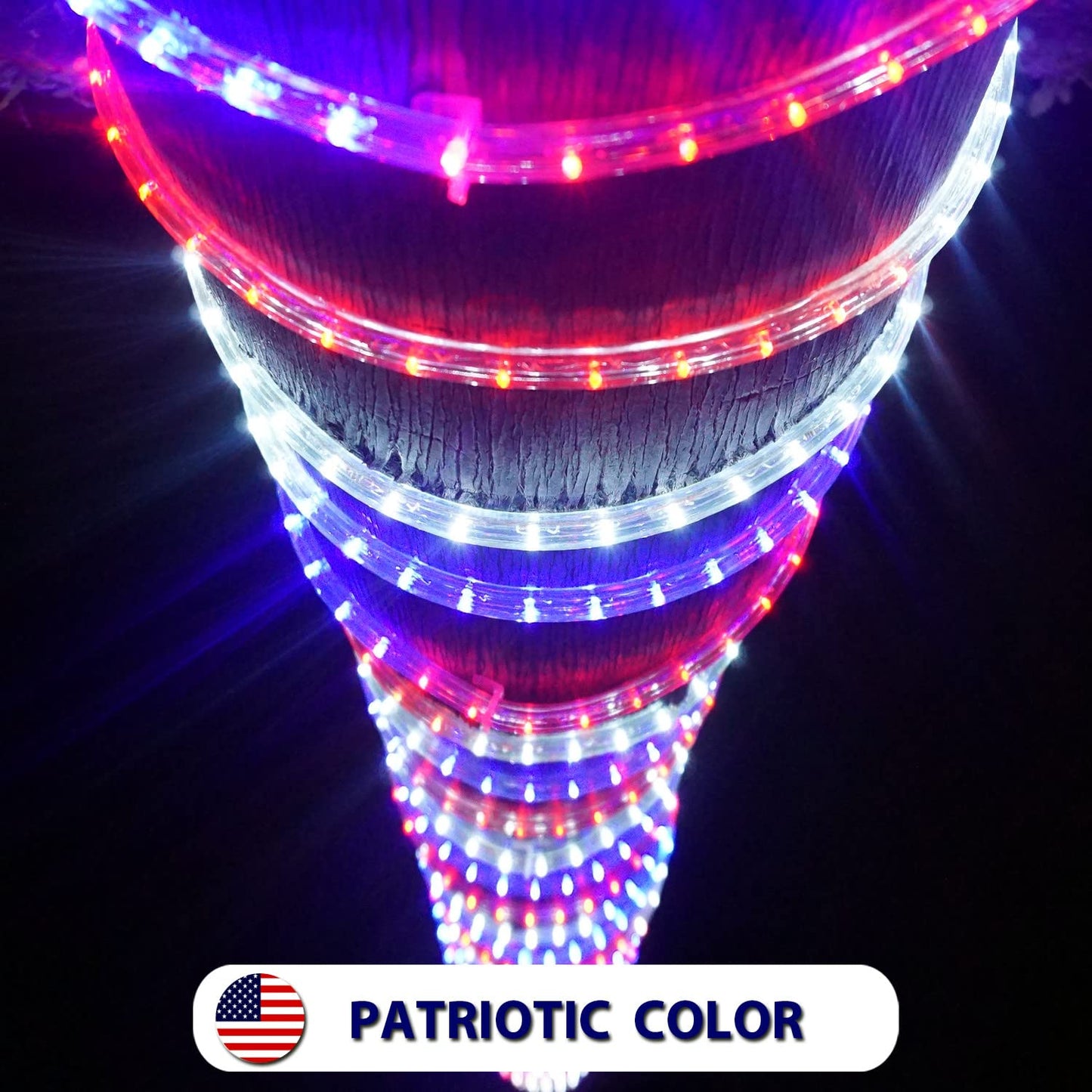 LED Rope Lights 30Feet 324LEDs 120V Waterproof for Indoor Outdoor use IP65 for Party,Camping,Backyard,Fence,Fallway,Stairs,Pond,X'Mas Decoration,Patriot,Independence Day,4th of July(Red white blue)