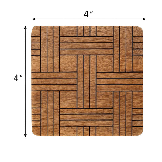 Set of 6 Wood Coasters - Natural Mango Wooden Coasters for Drinks, Beverages, Wine Glasses & Bar Glasses - Rustic & Durable Drink Coasters - Coaster Set for Home, Kitchen, Dining, Bar Decor