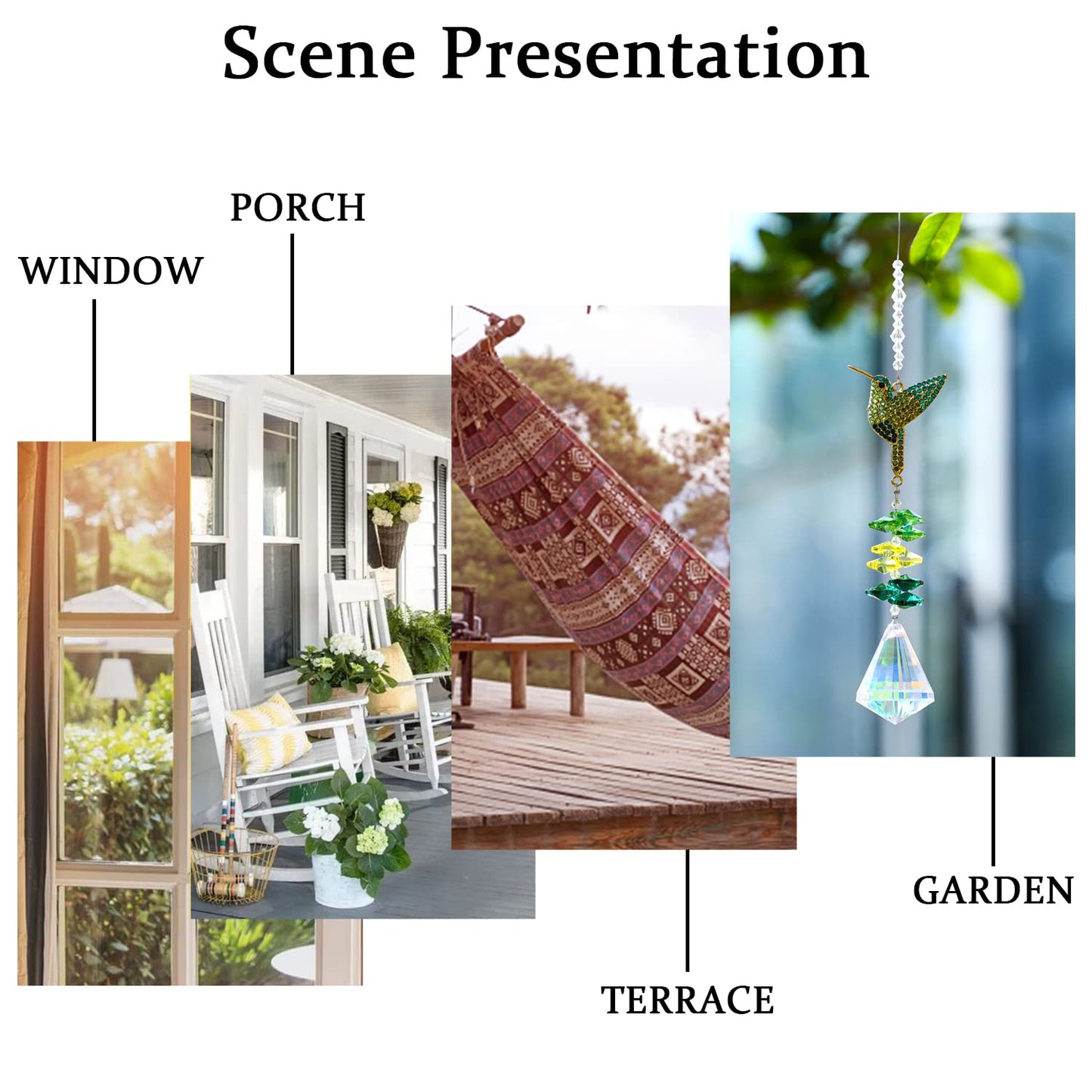 Rhinestones Hummingbird with Crystal Sun Catcher, Glass Window Hanging Ornament,Crystal Prism Suncatcher Outdoor Indoor Home Garden Party Decoration